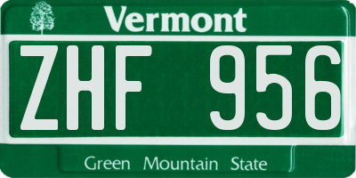 VT license plate ZHF956