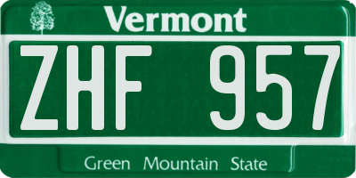 VT license plate ZHF957