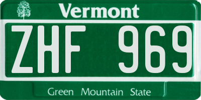 VT license plate ZHF969