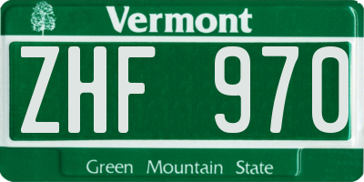 VT license plate ZHF970