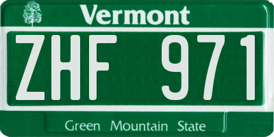VT license plate ZHF971