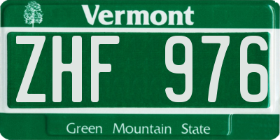 VT license plate ZHF976