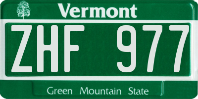 VT license plate ZHF977