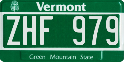 VT license plate ZHF979