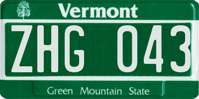 VT license plate ZHG043