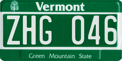 VT license plate ZHG046