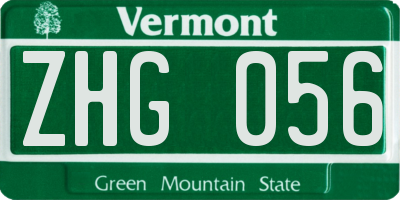 VT license plate ZHG056