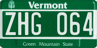 VT license plate ZHG064