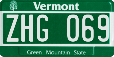 VT license plate ZHG069