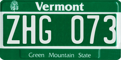 VT license plate ZHG073