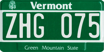 VT license plate ZHG075