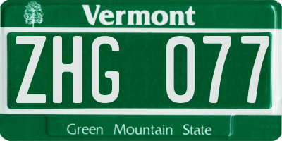 VT license plate ZHG077