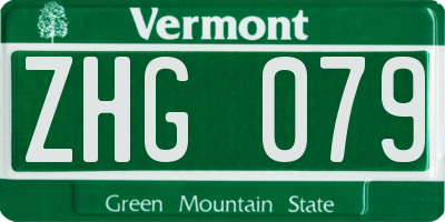VT license plate ZHG079