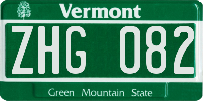 VT license plate ZHG082