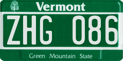 VT license plate ZHG086