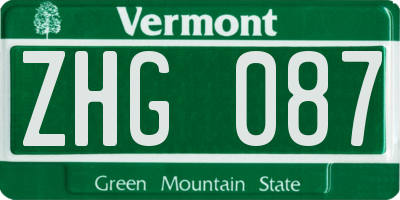VT license plate ZHG087
