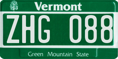 VT license plate ZHG088