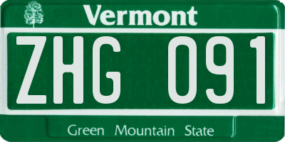 VT license plate ZHG091