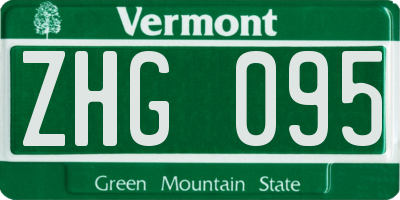VT license plate ZHG095