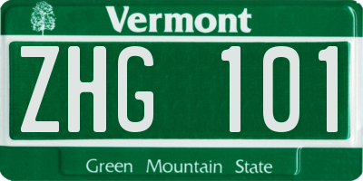 VT license plate ZHG101