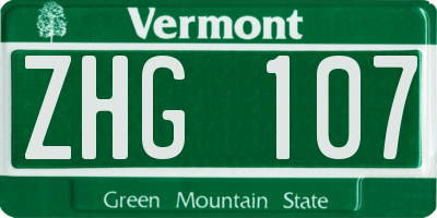 VT license plate ZHG107