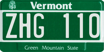 VT license plate ZHG110