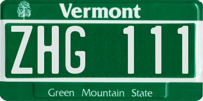 VT license plate ZHG111