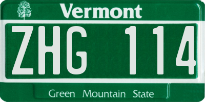 VT license plate ZHG114