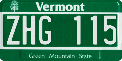 VT license plate ZHG115