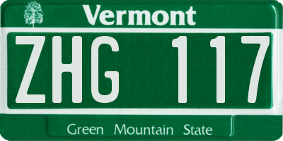 VT license plate ZHG117