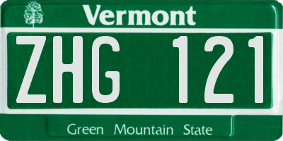 VT license plate ZHG121