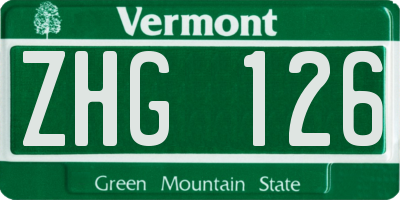 VT license plate ZHG126