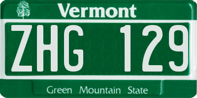 VT license plate ZHG129