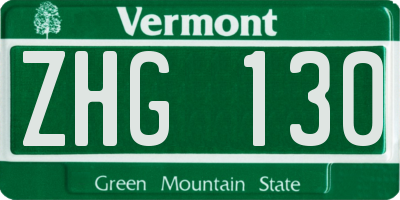 VT license plate ZHG130