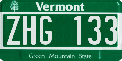 VT license plate ZHG133