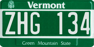 VT license plate ZHG134