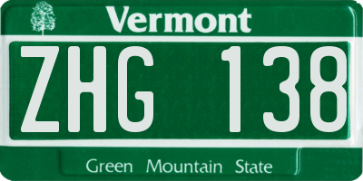 VT license plate ZHG138