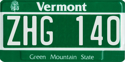 VT license plate ZHG140