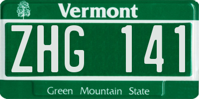 VT license plate ZHG141