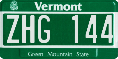 VT license plate ZHG144