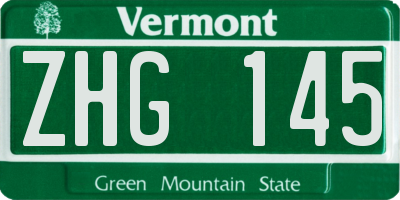 VT license plate ZHG145