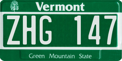 VT license plate ZHG147