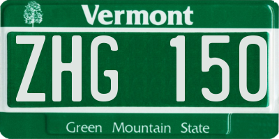 VT license plate ZHG150