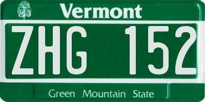VT license plate ZHG152