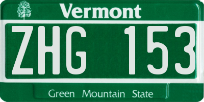 VT license plate ZHG153