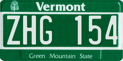 VT license plate ZHG154