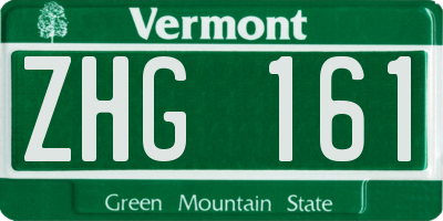 VT license plate ZHG161