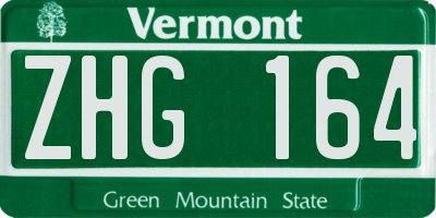 VT license plate ZHG164