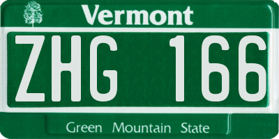VT license plate ZHG166