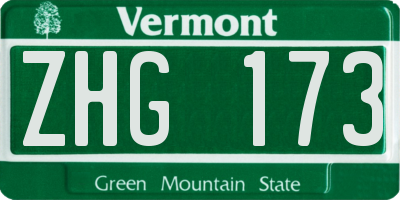 VT license plate ZHG173